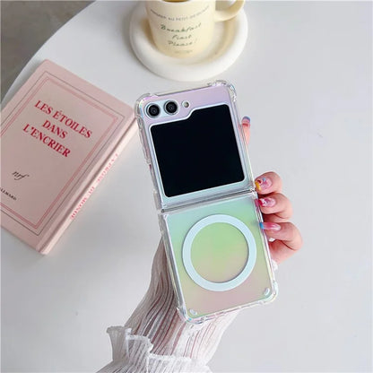 For Samsung Galaxy Z Flip5 5G Magnetic Phone Case Gradient Clear Hard PC Protective Cover