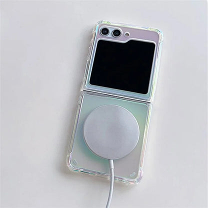 For Samsung Galaxy Z Flip5 5G Magnetic Phone Case Gradient Clear Hard PC Protective Cover