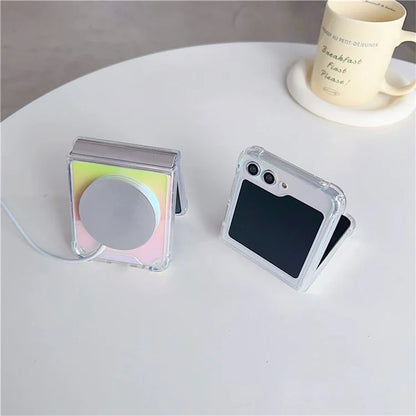 For Samsung Galaxy Z Flip5 5G Magnetic Phone Case Gradient Clear Hard PC Protective Cover