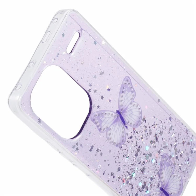 AW Series For Xiaomi Redmi Note 13 Pro+ 5G Cell Phone Cases TPU+PVC Epoxy Butterfly Back Shell