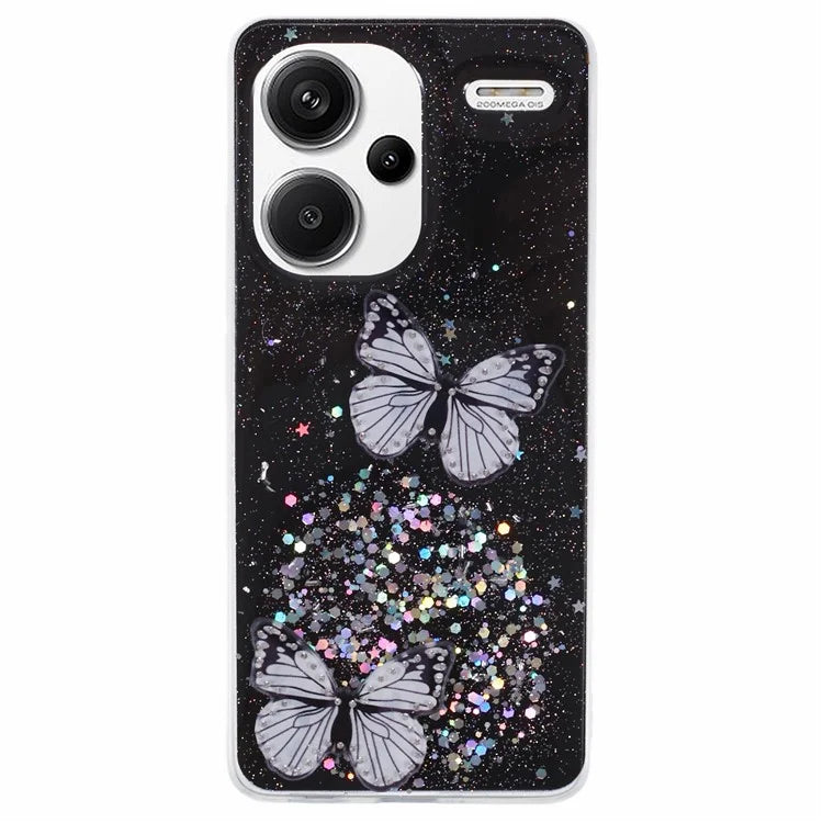 AW Series For Xiaomi Redmi Note 13 Pro+ 5G Cell Phone Cases TPU+PVC Epoxy Butterfly Back Shell