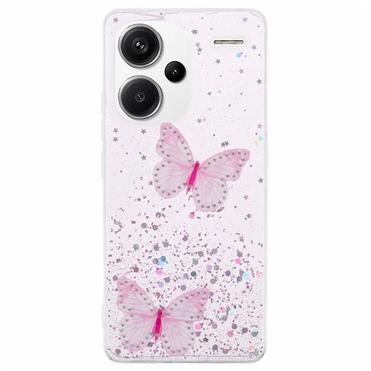 AW Series For Xiaomi Redmi Note 13 Pro+ 5G Cell Phone Cases TPU+PVC Epoxy Butterfly Back Shell