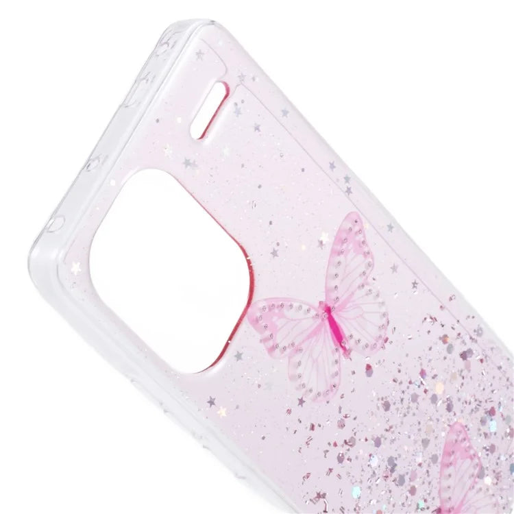 AW Series For Xiaomi Redmi Note 13 Pro+ 5G Cell Phone Cases TPU+PVC Epoxy Butterfly Back Shell