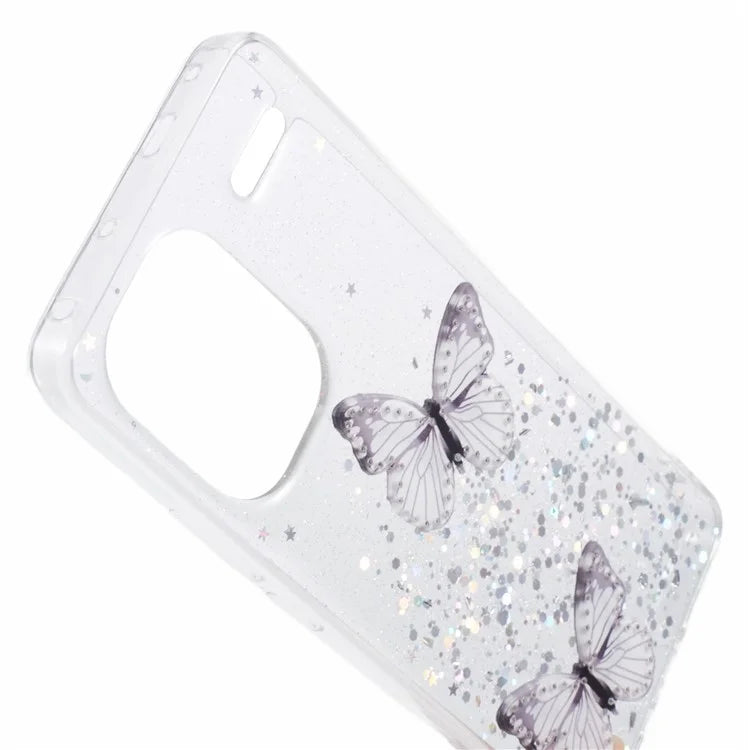 AW Series For Xiaomi Redmi Note 13 Pro+ 5G Cell Phone Cases TPU+PVC Epoxy Butterfly Back Shell