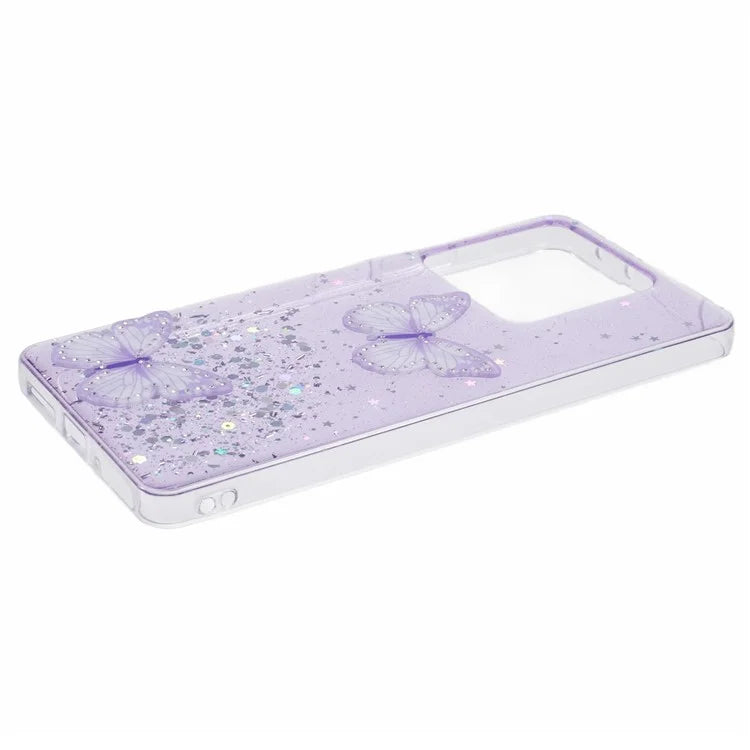 AW Series For Xiaomi Redmi Note 13 5G Case Epoxy Butterfly Pattern Phone Shell with Big Rear Lens Hole