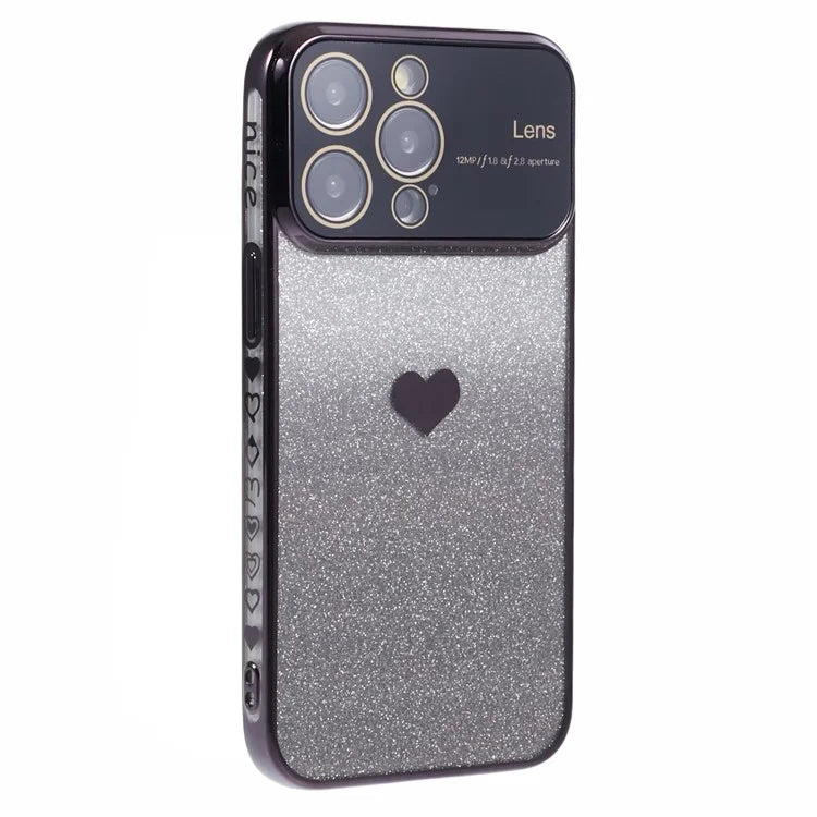 For iPhone 15 Pro Gradient Phone Case Heart Pattern Soft TPU Back Cover