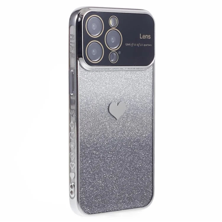 For iPhone 15 Pro Gradient Phone Case Heart Pattern Soft TPU Back Cover