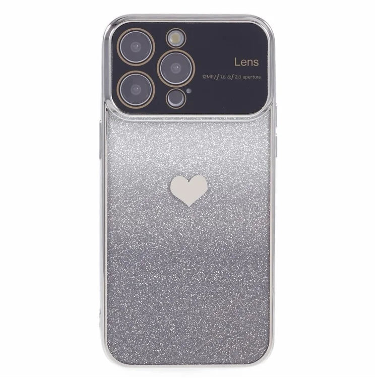 For iPhone 15 Pro Gradient Phone Case Heart Pattern Soft TPU Back Cover