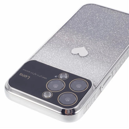 For iPhone 15 Pro Gradient Phone Case Heart Pattern Soft TPU Back Cover