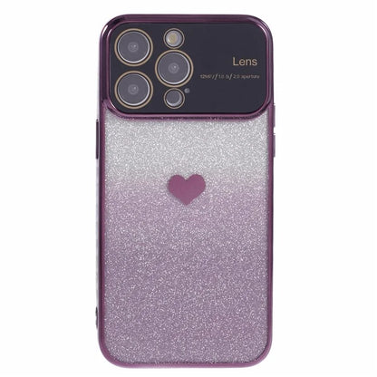 For iPhone 15 Pro Gradient Phone Case Heart Pattern Soft TPU Back Cover