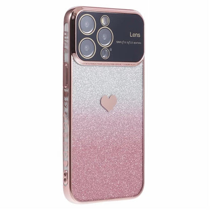 For iPhone 15 Pro Gradient Phone Case Heart Pattern Soft TPU Back Cover