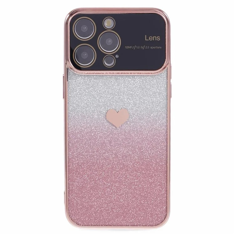 For iPhone 15 Pro Gradient Phone Case Heart Pattern Soft TPU Back Cover