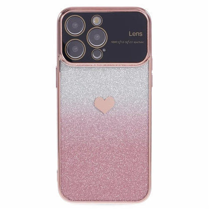 For iPhone 15 Pro Gradient Phone Case Heart Pattern Soft TPU Back Cover