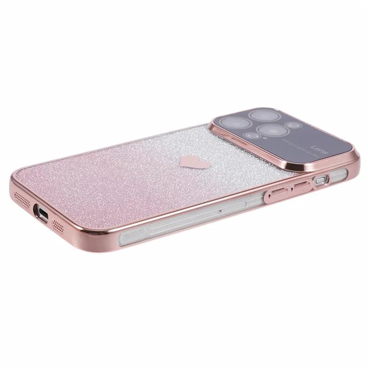 For iPhone 15 Pro Gradient Phone Case Heart Pattern Soft TPU Back Cover
