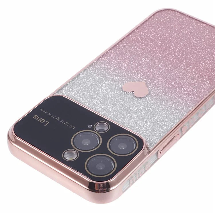 For iPhone 15 Pro Gradient Phone Case Heart Pattern Soft TPU Back Cover