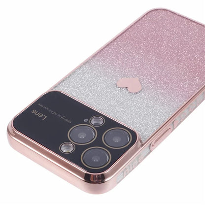 For iPhone 15 Pro Gradient Phone Case Heart Pattern Soft TPU Back Cover