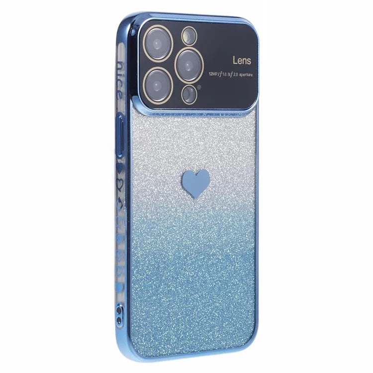 For iPhone 15 Pro Gradient Phone Case Heart Pattern Soft TPU Back Cover