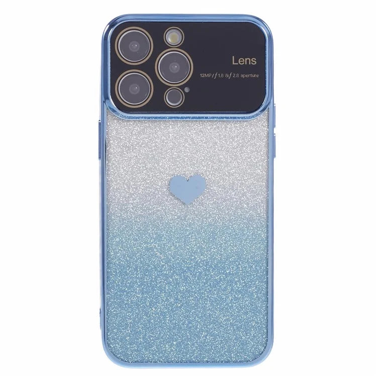 For iPhone 15 Pro Gradient Phone Case Heart Pattern Soft TPU Back Cover