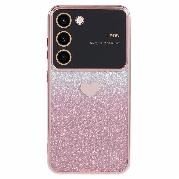 For Samsung Galaxy S23+ Case Electroplating Edge TPU Phone Cover with Love Heart Pattern