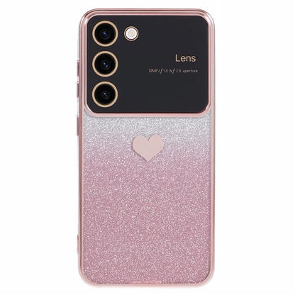 For Samsung Galaxy S23+ Case Electroplating Edge TPU Phone Cover with Love Heart Pattern