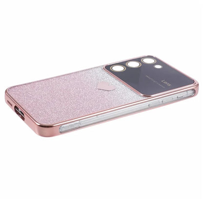 For Samsung Galaxy S23+ Case Electroplating Edge TPU Phone Cover with Love Heart Pattern