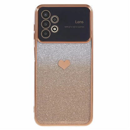 For Samsung Galaxy A13 4G Case Gradient Glitter TPU Phone Cover Love Heart Pattern