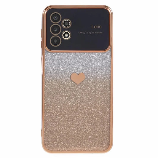 For Samsung Galaxy A13 4G Case Gradient Glitter TPU Phone Cover Love Heart Pattern