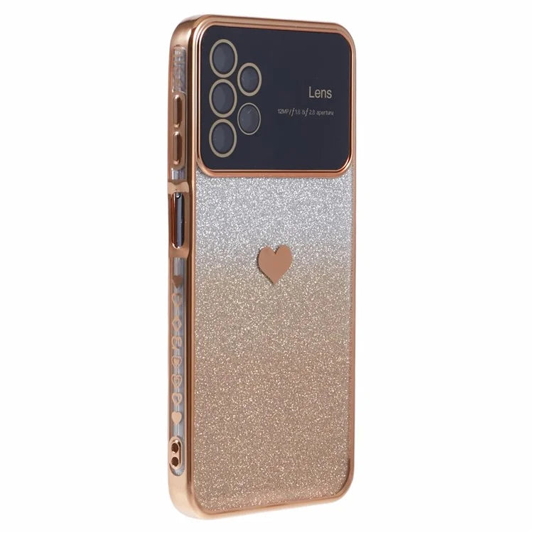 For Samsung Galaxy A13 4G Case Gradient Glitter TPU Phone Cover Love Heart Pattern