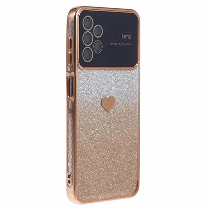 For Samsung Galaxy A13 4G Case Gradient Glitter TPU Phone Cover Love Heart Pattern