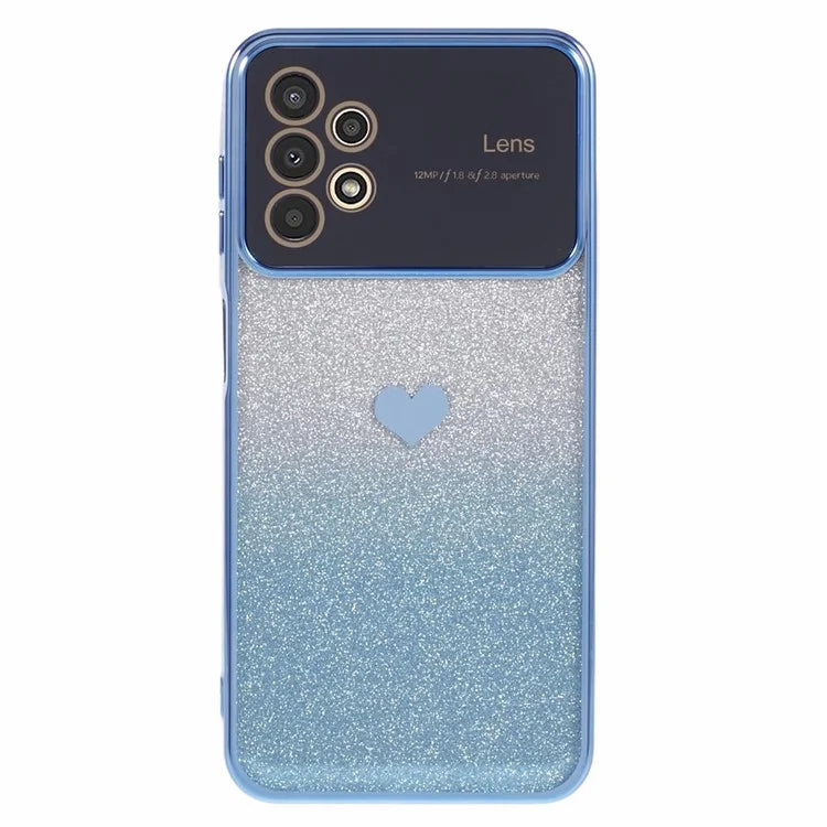 For Samsung Galaxy A13 4G Case Gradient Glitter TPU Phone Cover Love Heart Pattern