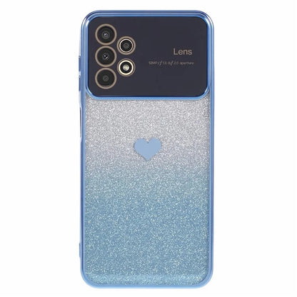 For Samsung Galaxy A13 4G Case Gradient Glitter TPU Phone Cover Love Heart Pattern