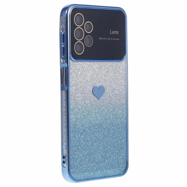 For Samsung Galaxy A13 4G Case Gradient Glitter TPU Phone Cover Love Heart Pattern