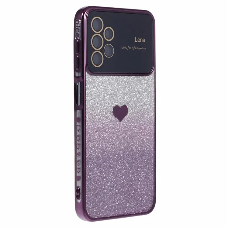 For Samsung Galaxy A13 4G Case Gradient Glitter TPU Phone Cover Love Heart Pattern