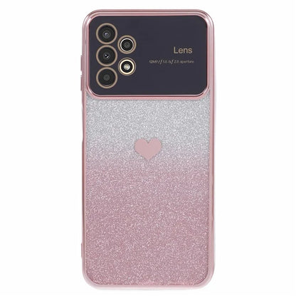 For Samsung Galaxy A13 4G Case Gradient Glitter TPU Phone Cover Love Heart Pattern