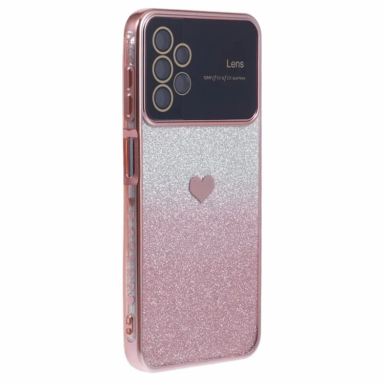 For Samsung Galaxy A13 4G Case Gradient Glitter TPU Phone Cover Love Heart Pattern