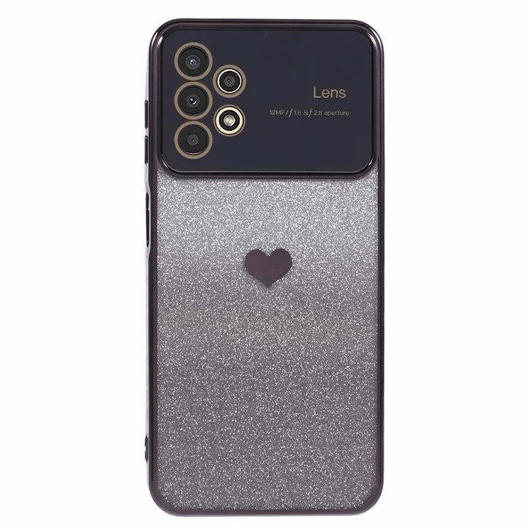 For Samsung Galaxy A13 4G Case Gradient Glitter TPU Phone Cover Love Heart Pattern