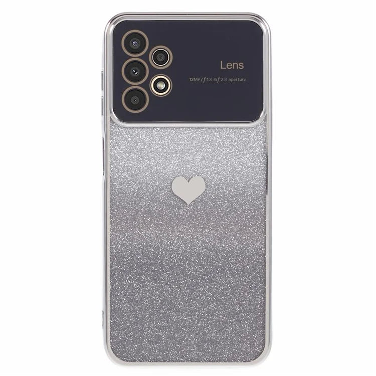 For Samsung Galaxy A13 4G Case Gradient Glitter TPU Phone Cover Love Heart Pattern