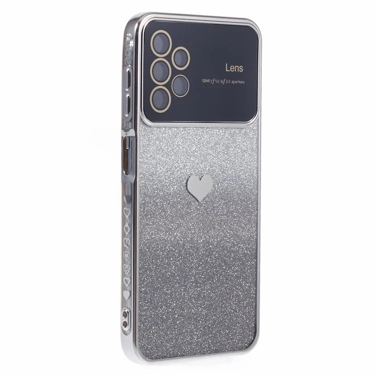 For Samsung Galaxy A13 4G Case Gradient Glitter TPU Phone Cover Love Heart Pattern