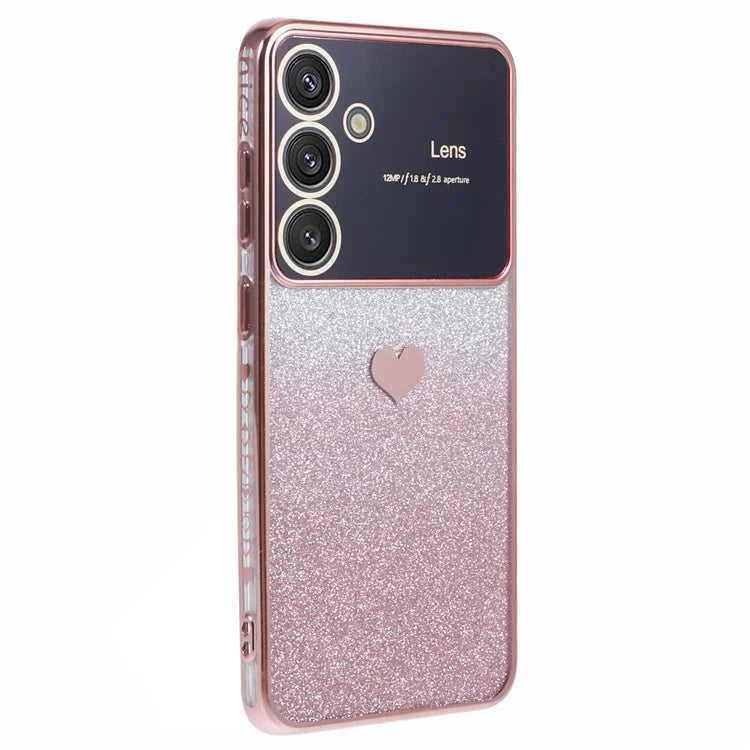 For Samsung Galaxy S24+ Case Electroplating Edges Bling Glitter TPU Phone Cover