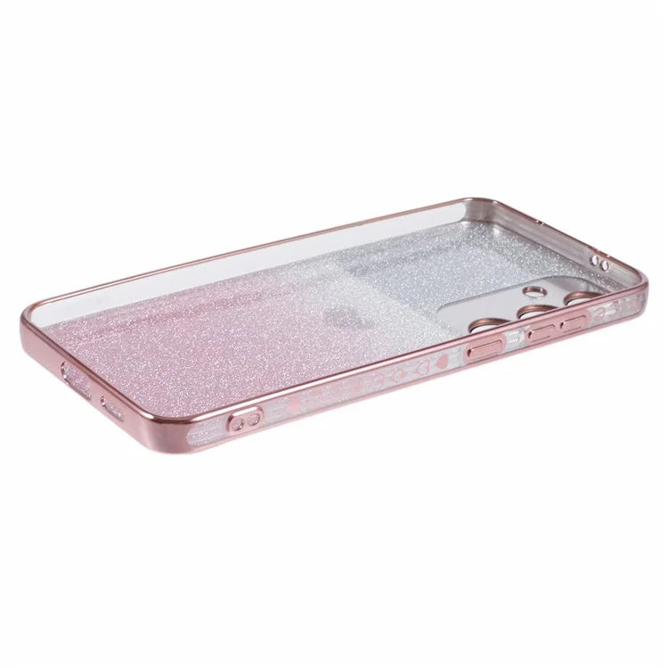 For Samsung Galaxy S24+ Case Electroplating Edges Bling Glitter TPU Phone Cover