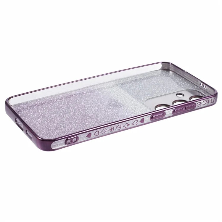 For Samsung Galaxy S24+ Case Electroplating Edges Bling Glitter TPU Phone Cover