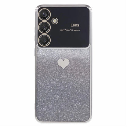 For Samsung Galaxy S24 TPU Case Electroplating Edges Heart Pattern Phone Cover