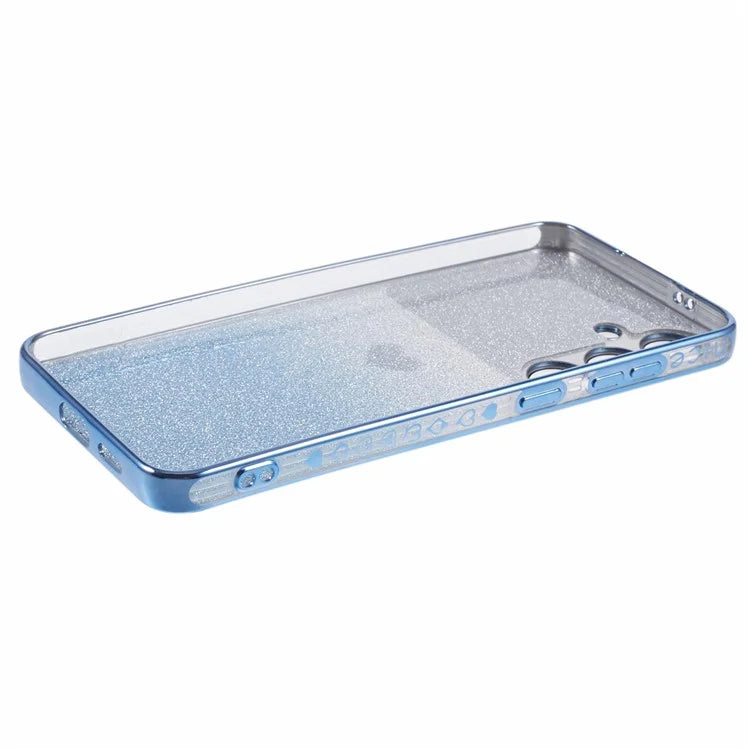 For Samsung Galaxy S24 TPU Case Electroplating Edges Heart Pattern Phone Cover