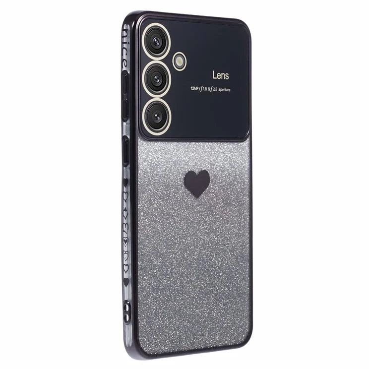 For Samsung Galaxy S24 TPU Case Electroplating Edges Heart Pattern Phone Cover
