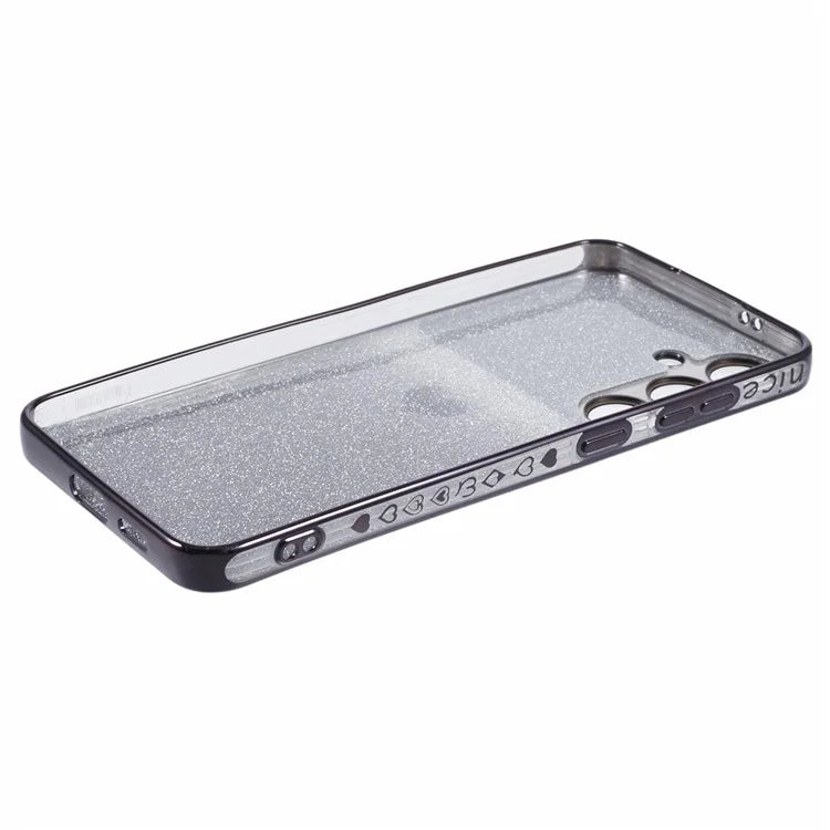 For Samsung Galaxy S24 TPU Case Electroplating Edges Heart Pattern Phone Cover