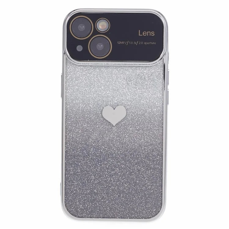 For iPhone 15 Plus TPU Case Glitter Gradient Love Heart Pattern Phone Cover