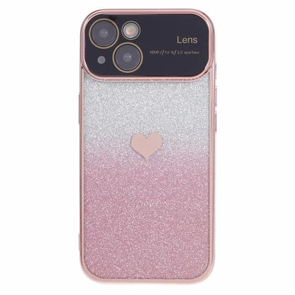 For iPhone 15 Plus TPU Case Glitter Gradient Love Heart Pattern Phone Cover