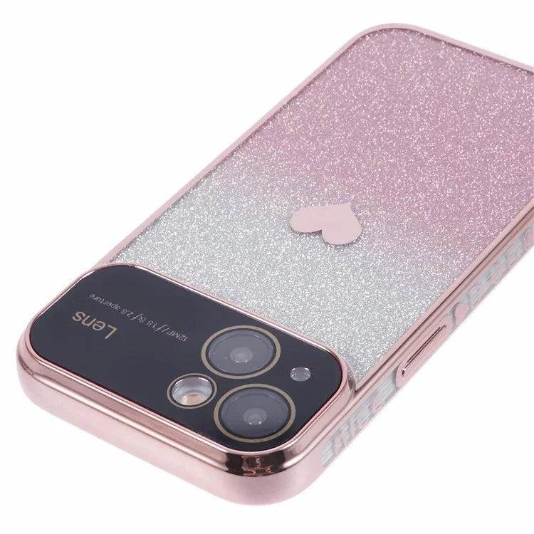 For iPhone 15 Plus TPU Case Glitter Gradient Love Heart Pattern Phone Cover