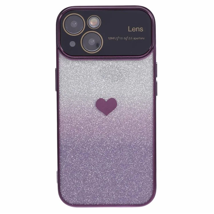 For iPhone 15 Plus TPU Case Glitter Gradient Love Heart Pattern Phone Cover