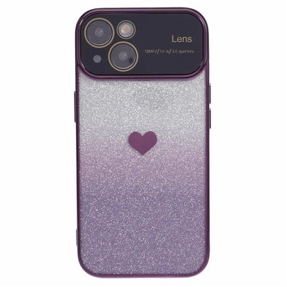 For iPhone 15 Plus TPU Case Glitter Gradient Love Heart Pattern Phone Cover